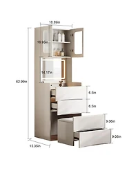 Streamdale Furniture 3-in-1 Vanity Table with Led Mirror and Storage Stool