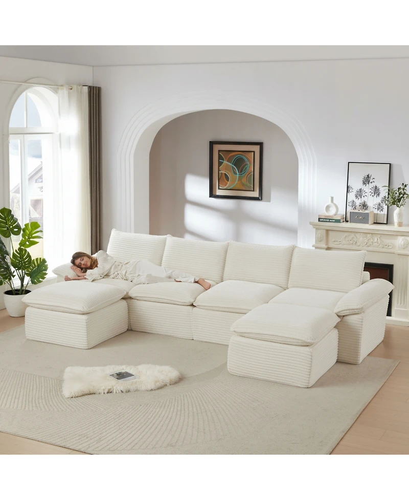 Streamdale Furniture Modern Corduroy Cloud Sofa, Freely Combined, Comfortable Sitting Experience
