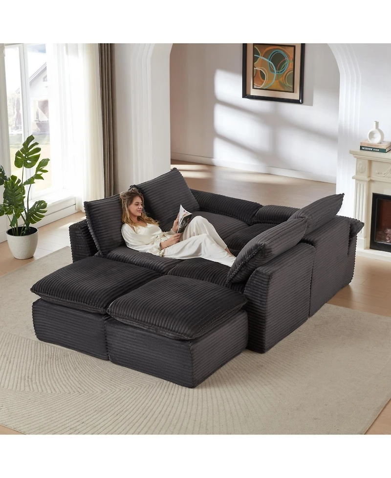 Streamdale Furniture Modern Corduroy Cloud Sofa, Freely Combinable, Comfortable for Homes