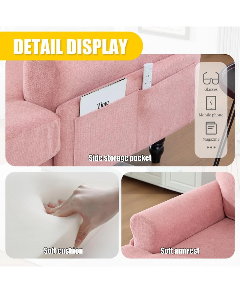 Streamdale Furniture Modern Minimalist Chenille Chaise Lounge Recliner Sofa with Armrests & Storage