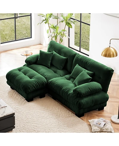 Streamdale Furniture Cloud Couch Chenille 2 Seater Sofa with Pillows & Ottoman