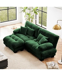 Streamdale Furniture Cloud Couch Chenille 2 Seater Sofa with Pillows & Ottoman