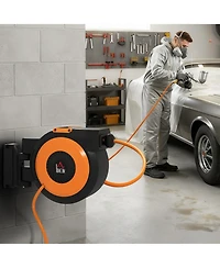 Homcom Retractable Air Hose Reel with Bracket, Auto Rewind Air Hose Reel