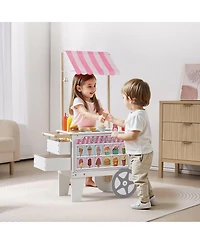 Mecale Kids Ice Cream Cart Pretend Play Toy Set with 20+ Pcs Accessories
