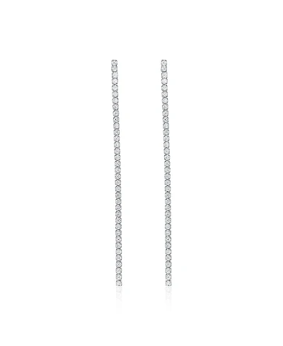 Suzy Levian Gala Collection Sterling Silver Cubic Zirconia Long Line Tennis Drop Earrings