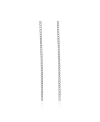Suzy Levian Gala Collection Sterling Silver Cubic Zirconia Long Line Tennis Drop Earrings