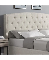 Streamdale Furniture Astral 3-Piece Bedroom Set: Tufted Wingback Bed & Two Gray Nightstands