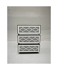 Streamdale Furniture Mirrored Bedside Nightstand with 3 Drawers, Silver Accent End Table