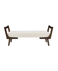 Streamdale Furniture 52" Mid Century Bench with Walnut Wood Leg, Channeled Upholstered Footrest Stool