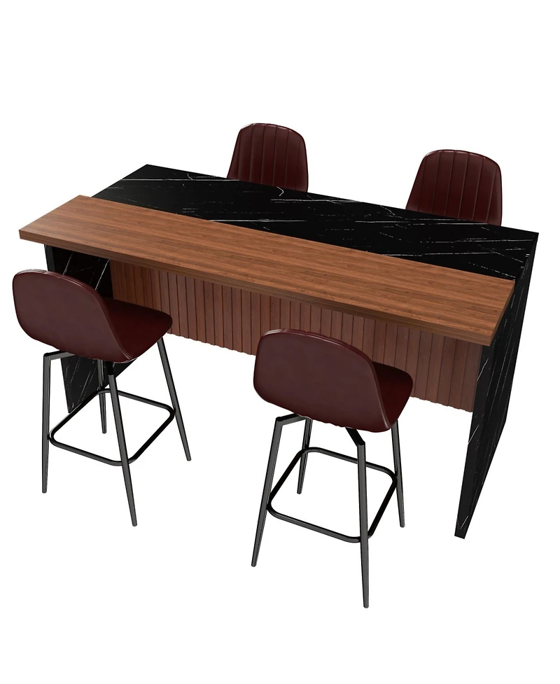 Streamdale Furniture Marble Kitchen Island with Led Lighting & Grille Details