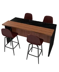 Streamdale Furniture Marble Kitchen Island with Led Lighting & Grille Details