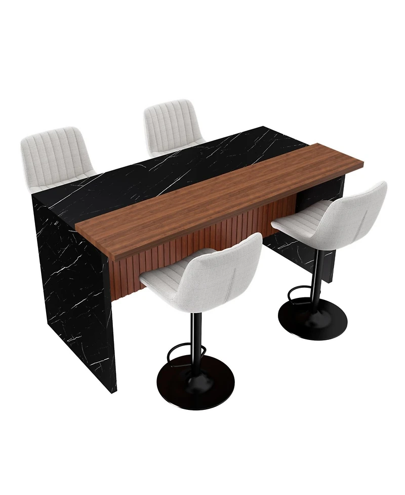 Streamdale Furniture Marble Look Kitchen Island with Led Lighting