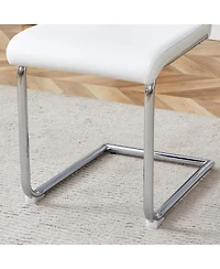 Streamdale Furniture Luxury Modern 63" Dining Table Set w/ 4 Upholstered Chairs, White Glass Top, Steel Base