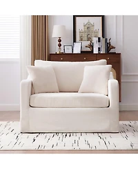 Streamdale Furniture Modern Farmhouse Performance Accent Chair with Black Metal Legs, Beige