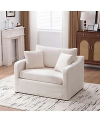 Streamdale Furniture Modern Farmhouse Performance Accent Chair with Black Metal Legs, Beige