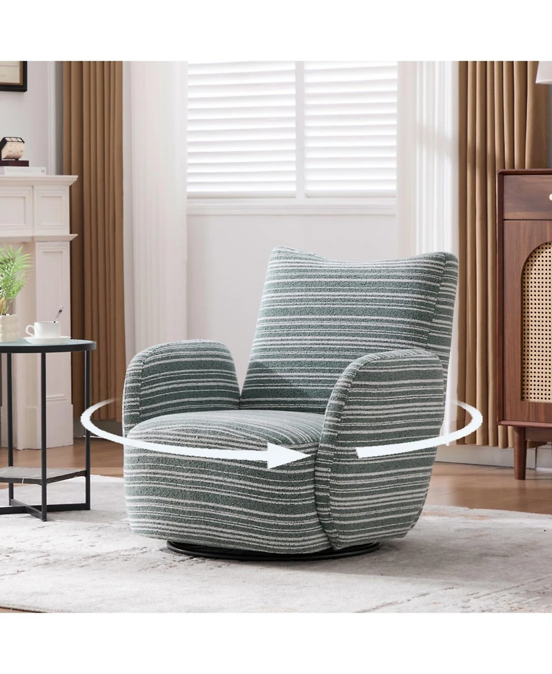 Streamdale Furniture Modern Style Swivel Leisure Chair with Striped Armrest