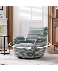 Streamdale Furniture Modern Style Swivel Leisure Chair with Striped Armrest