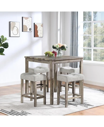 Streamdale Dining Table, Bar Table and Chairs Set, 5 Piece Set