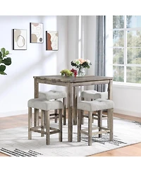 Streamdale Dining Table, Bar Table and Chairs Set, 5 Piece Set