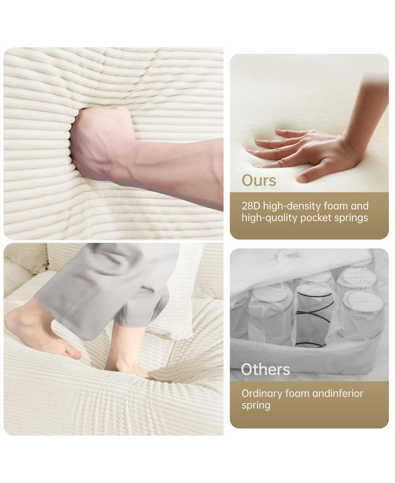 Streamdale Furniture Streamdale Oversized Cloud Modular L-Shape Sectional Couch, Cream