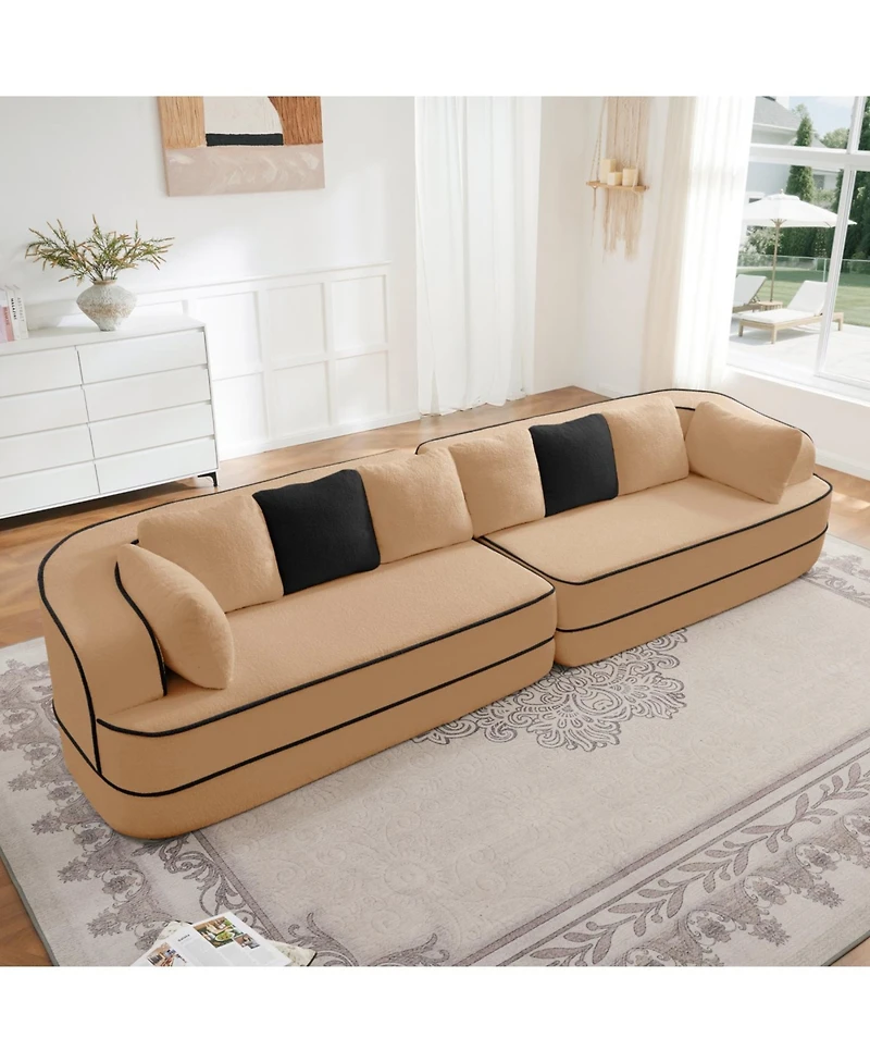 Streamdale Furniture Streamdale Teddy Fabric 4-Seat Boneless Sofa, Camel