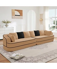 Streamdale Furniture Streamdale Teddy Fabric 4-Seat Boneless Sofa, Camel
