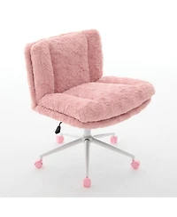 Streamdale Furniture Pink Rabbit Hair Office Chair with Metal Base