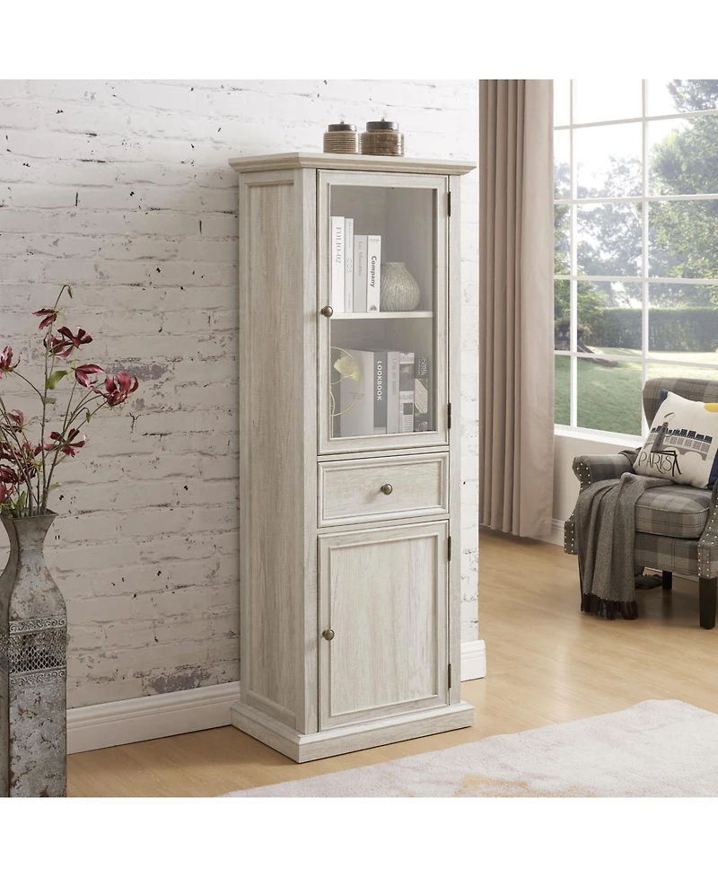 Streamdale Furniture Streamdale Modern Tall Storage Cabinet with Glass Doors & Shelves - White Finish