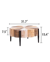 Streamdale Furniture Diameter Rustic Flower-Shaped Wood Coffee Table with Metal Legs
