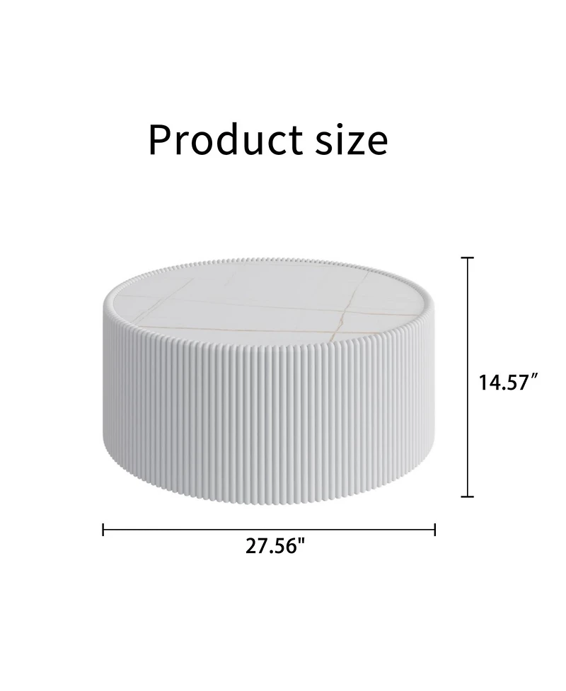 Streamdale Furniture Streamdale Light Slate Leather Cylinder Coffee Table