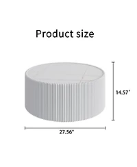 Streamdale Furniture Streamdale Light Slate Leather Cylinder Coffee Table