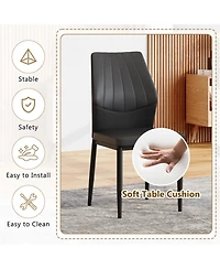 Streamdale Furniture Streamdale Set of 4 Black Dining Chairs, 37" High, Ergonomic Pu Backrest