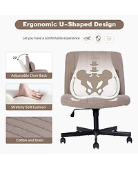 Streamdale Furniture Criss Cross Linen Office Chair - Adjustable, Armless, for Home & More