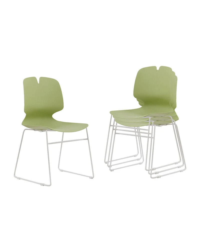 Streamdale Furniture Streamdale Modern Stacked Office Chairs Set of 4 (Green/Grey) - Polypropylene, 180KG Cap