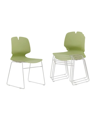 Streamdale Furniture Streamdale Modern Stacked Office Chairs Set of 4 (Green/Grey) - Polypropylene, 180KG Cap