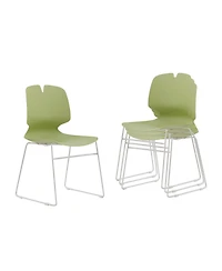 Streamdale Furniture Streamdale Modern Stacked Office Chairs Set of 4 (Green/Grey) - Polypropylene, 180KG Cap