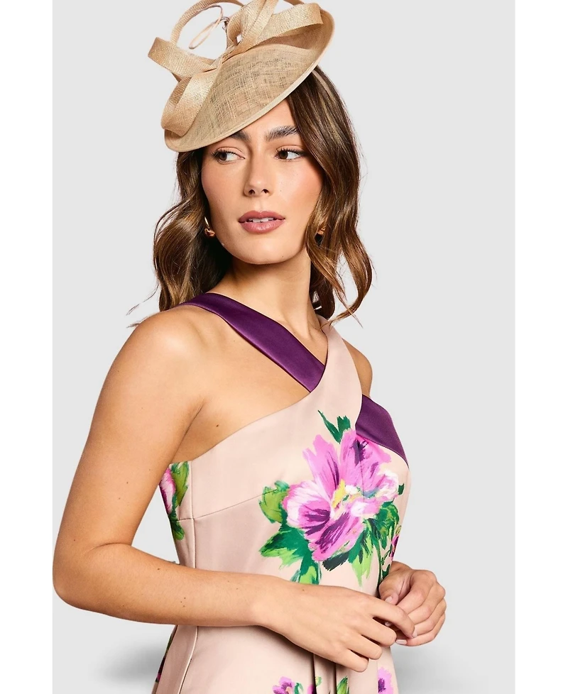 Coast Women's Printed Cross Neck Satin Midi Dress