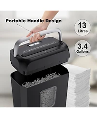 Bonsaii 6-Sheet Crosscut Shredder for Home Office - Shreds Paper, Credit Cards, Mail, Staples, Clips - 3.4 Gal Bin with Handle