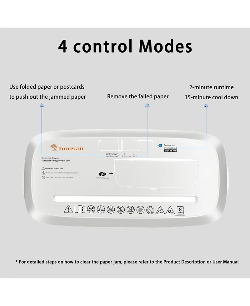 Bonsaii 8-Sheet Strip-Cut Shredder, High Security, Shreds Cd/Credit Card, 3.4 Gal Bin, Overheat Protection, Low Noise, Ideal for Home Office, White