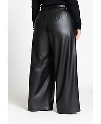 Eloquii Women's Wide Leg Faux Leather Pant