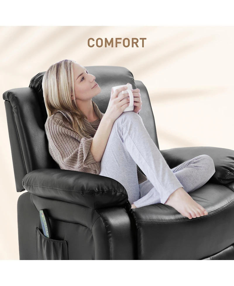 Homcom Massage Recliner Sofa Swivel Rocking Chair with Footrest,