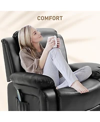 Homcom Massage Recliner Sofa Swivel Rocking Chair with Footrest,
