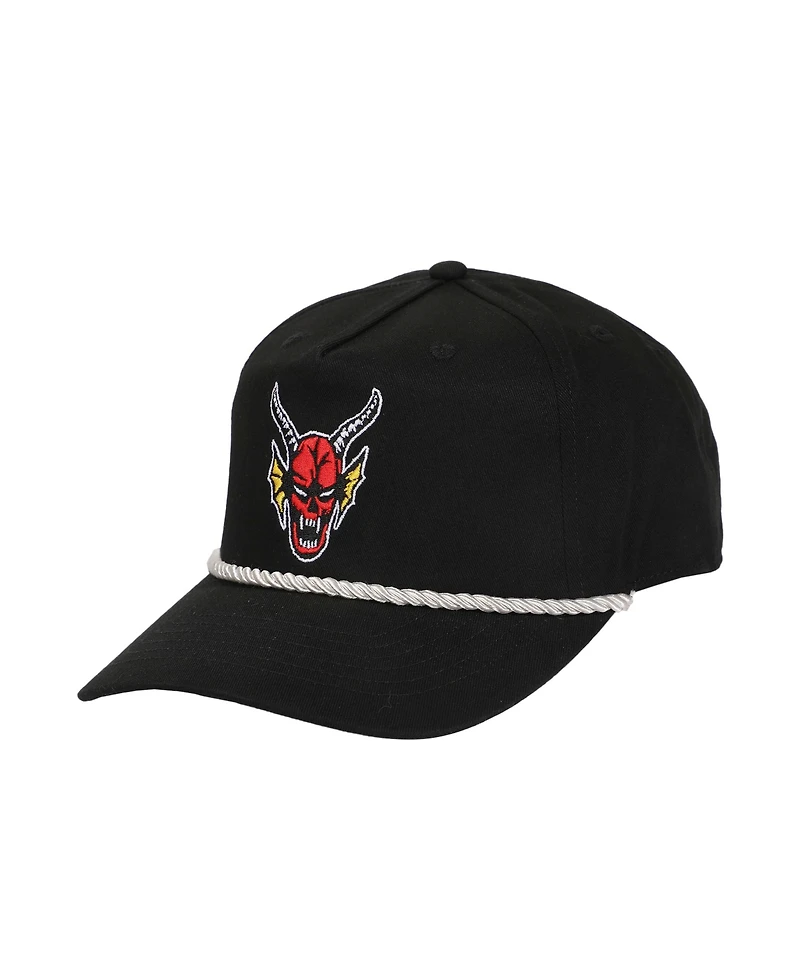 Stranger Things Men's Hellfire Club Demon Head Black Retro Grandpa Snapback Hat