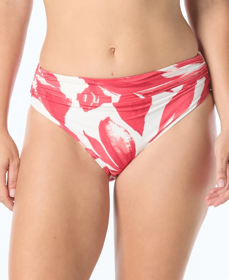 Carmen Marc Valvo Women's Shirred High Cut Full Coverage Bottoms