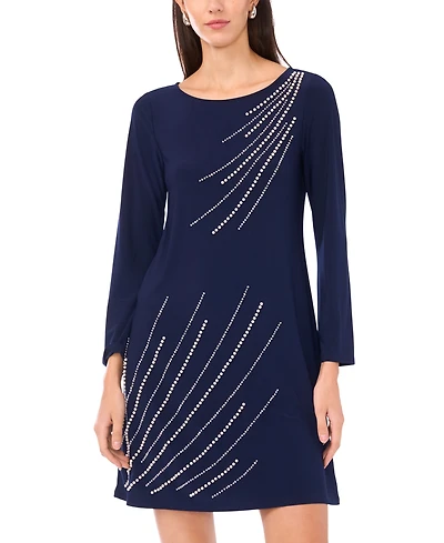 Msk Women's Long-Sleeve Crew Neck Dress