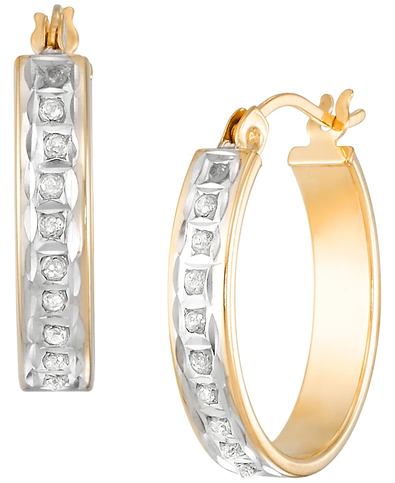 Macy's Diamond Hoop Earrings (0.01 ct. t.w.) in 18k Yellow Gold Over Sterling Silver