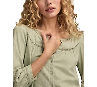 Lucky Brand Women's Lace Long-Sleeve Shirt