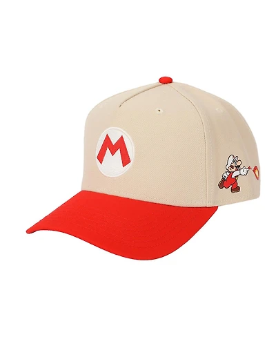 Super Mario Men's Bros Fire Mario White & Red Retro Grandpa Snapback Hat