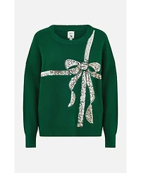 Yumi Women's Sequin Bow Knitted Sweater.