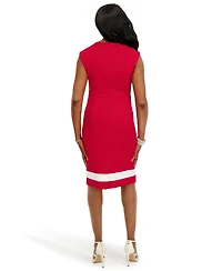 Kasper Seam Women's Crewneck Stripe Detail Sheath Dress